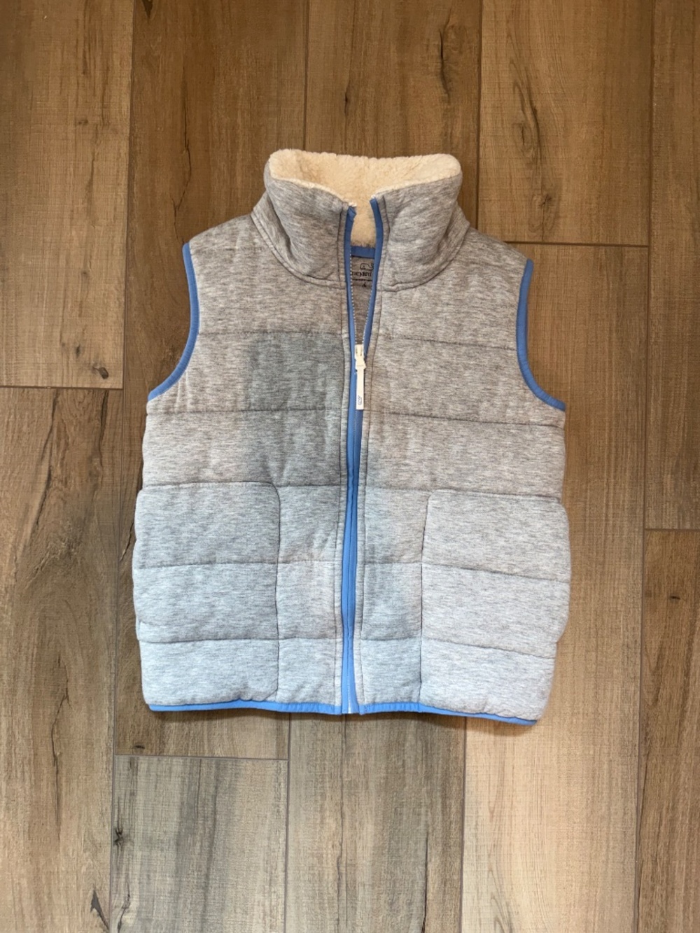 Vineyard Vines Girls Quilted Dreamcloth Vest Gray Blue Size 14